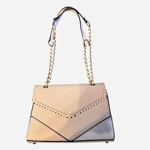 Elegant Ivory Handbag With Braided Chain